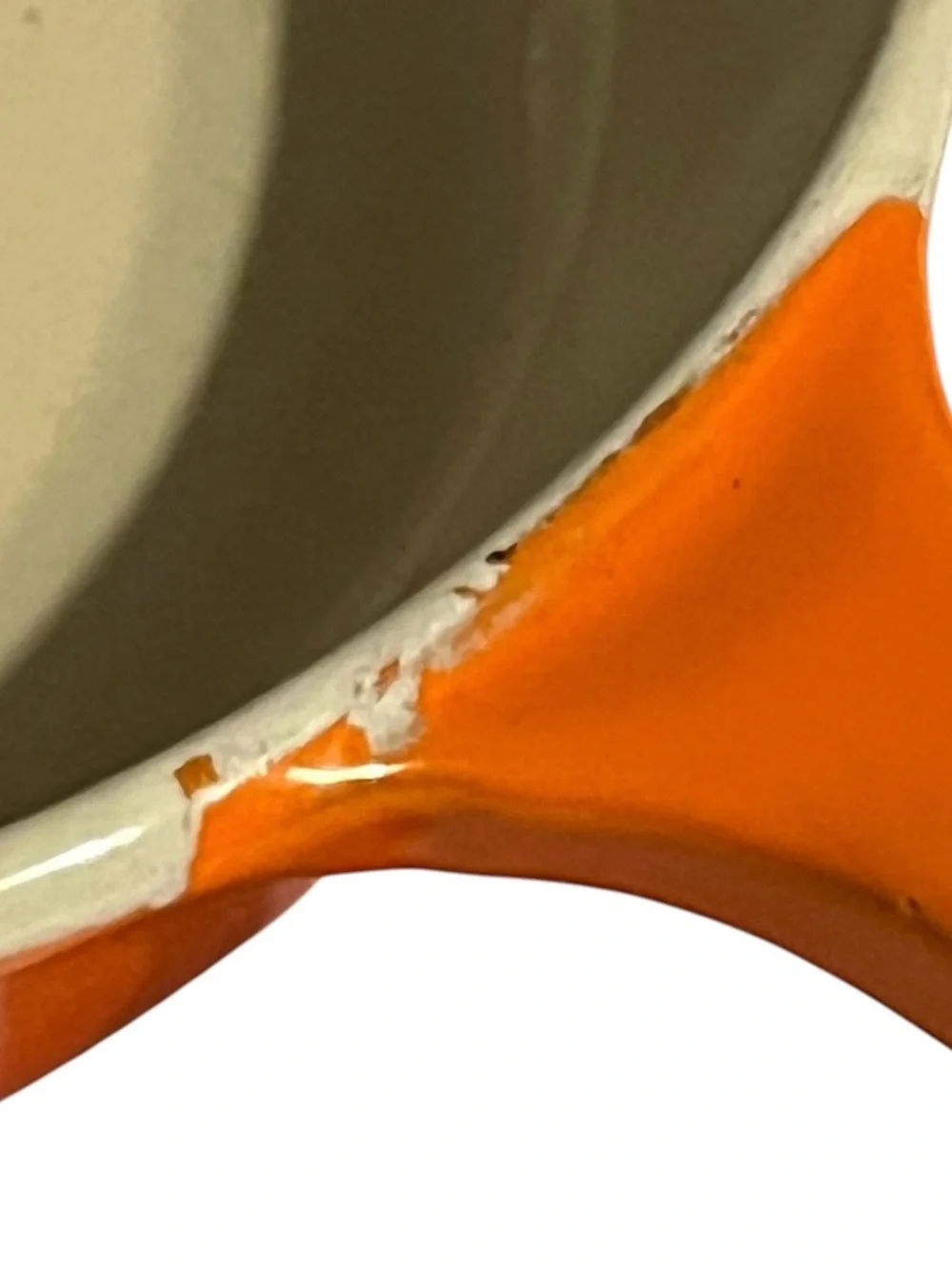 Le Creuset Orange flame Enamel Cast Iron Sm Skillet #16 France Double Spout 6”